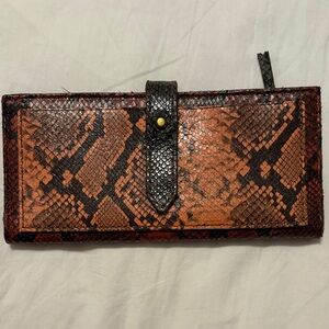 Madewell Snakeskin Pattern Wallet - Orange and Black